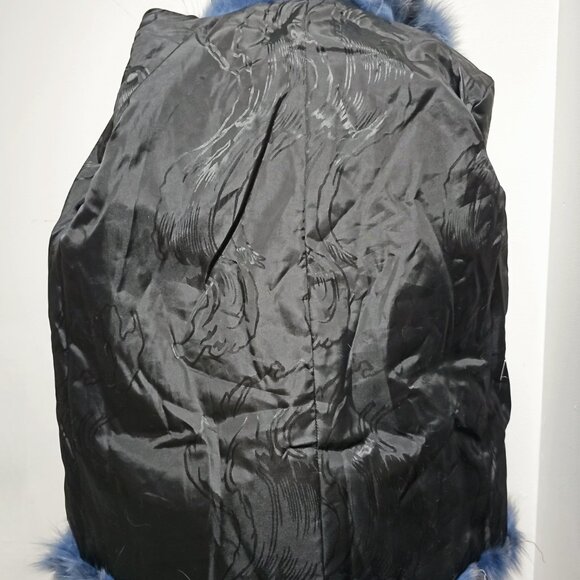 New Misty Slate Blue Grey Navy Fox Fur Coat Jacket No Mink - Picture 5 of 5